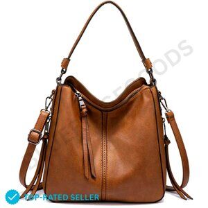 Brand New Realer Hobo L Brown Crossbody Bag Faux Leather Large